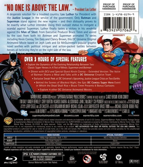 Superman/Batman: Public Enemies Blu-Ray Back Cover